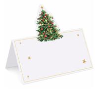 EKalgretrA Carte Mariage 20/50/100pcs Christmas Tree Pattern Name Place Card Birthday Party Sign In Classmate Dinner Seating Number Table(100pcs)