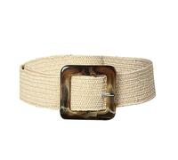 EKalgretrA Ceinture en Paille Ceinture de Taille tissée en Paille for Femmes, élastique rétro, Large tressée, Extensible, for Robe(Beige)