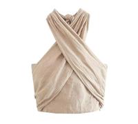 EKalgretrA Haut Court d'été Sexy en Lin Dos Nu for Femme Sexy sans Manches for Femme(XS)