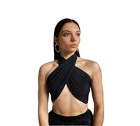 EKalgretrA Haut Court Sexy Noir sans Manches for Femme, Dos Nu, laçage, débardeur Armatures Sexy sans Manches for Femme(Color 1,L)