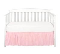 EKalgretrA Jupe de Lit pour Berceau Jupe de lit de Berceau avec draps Blancs à Volants, Accessoire de Chambre d'enfant, Couvre-lit for garçons et Filles(Pink,70x 140 x 36 cm)