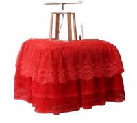 EKalgretrA Nappe De Chevet Couverture de Table Chevet en Dentelle, Housse Anti-poussière matelassée, Jupe Chambre à Coucher, Nappe Rembourrage Coton(Red,50x60cm)