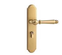 EKalgretrA PoignéEs De Porte Serrure à levier intérieure en or brossé poignée de porte chambre mécanique/magnétique silencieuse laiton massif for bois(Gold IG MC)