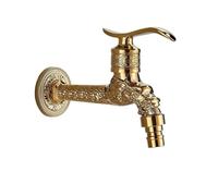 EKalgretrA Robinet Mural en Laiton Antique for Salle de Bain, robinets Piscine et Bidet, Robinet Jardin extérieur à Trou Unique, sculpté Dragon Robinet de Jardin(Polished Golden B)