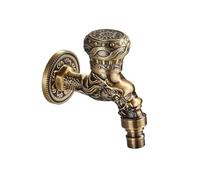 EKalgretrA Robinet Mural en Laiton Antique for Salle de Bain, robinets Piscine et Bidet, Robinet Jardin extérieur à Trou Unique, sculpté Dragon Robinet de Jardin(Antique Brass A)