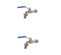 EKalgretrA Robinets de Jardin Bleus en Alliage Zinc for Irrigation Industrielle et Domestique avec Double Mamelon Robinet Balcon extérieur Robinet de Jardin(Blue B 2PCS)