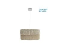 Ekaterina Suspension 2xe27 Blanc/Sac Regx50x50 Cm Avec Passementerie