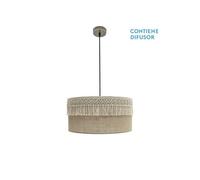 Ekaterina Suspension 2xe27 Cuir/Sac Regx50x50 Cm Avec Passementerie