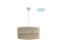 Ekaterina Suspension 3xe27 Blanc/Sac Regx60x60 Cm Avec Passementerie