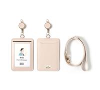 EKAX Porte-badge avec cordon réglable et porte-badge rétractable - Porte-carte double face pour bureau, carte de bus, étudiant, infirmière, police, enseignant - Fleur blanche