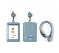 EKAX Porte-badge avec lanière réglable et porte-badge rétractable - Porte-carte double face pour bureau, carte de bus, étudiant, infirmière, police, enseignant - Baleine endormie