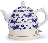 EKAYG Bouilloire Bouilloire Électrique En Céramique Bouilloire Sans Fil Bouilloire À Thé, Bouilloire À Thé Vintage 1L, 1350W Eau Rapide Pour Le Thé, Le Café, La Soupe, Base Amovibl