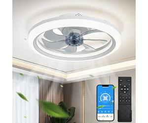 EKDADL Reversibile Ventilateur Plafond Silencieux Ventilateurs de Plafond avec Lampe Intégrée 0%-100% Dimmerabile APP Smart Plafonnier Ventilateur de Plafond avec Telecommande Timing