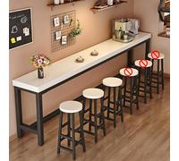 EKDJSN Table de Bar avec Tabouret, Table de Comptoir Étroite à Hauteur de Bar, Table de Pub Industrielle de Ferme, Tables de Bar Hautes en Bois avec Cadre en Métal Robuste(White,160cm/63in-3 Chairs)