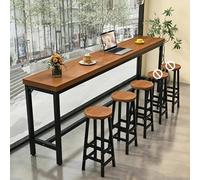 EKDJSN Table de Bar avec Tabouret, Table de Comptoir Étroite à Hauteur de Bar, Table de Pub Industrielle de Ferme, Tables de Bar Hautes en Bois avec Cadre en Métal Robuste(Brown,160cm/63in-3 Chairs)
