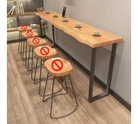 EKDJSN Table de Comptoir de Bar Industrielle, Table à Manger Live Edge en Bois Massif, Table Rectangulaire à Hauteur de Bar, Table de Pub Longue et Étroite avec Cadre en Métal(160cm/63in)