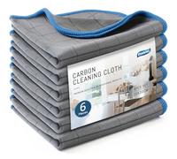 Ekedalen Chiffon Magique Microfibre Carbone 400GSM, 6X Serviette sans Trace à Polir, Lingette Essuie Verre Vitre Lunette Vaisselle Cuisine Menage Voiture, Torchon Nettoyage Réutilisable Lavable, Bleu