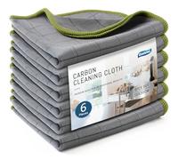 Ekedalen Chiffon Magique Microfibre Carbone 400GSM, 6X Serviette sans Trace à Polir, Lingette Essuie Verre Vitre Lunette Vaisselle Cuisine Menage Voiture, Torchon Nettoyage Réutilisable Lavable, Vert