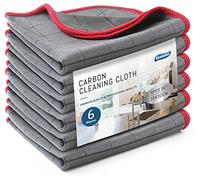 Ekedalen Chiffon Magique Microfibre Carbone 400GSM, 6X Serviette Sans Trace à Polir, Lingette Essuie Verre Vitre Lunette Vaisselle Cuisine Menage Voiture, Torchon Nettoyage Réutilisable Lavable, Rouge