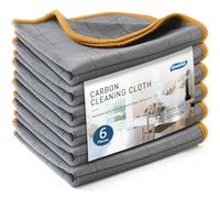 Ekedalen Chiffon Magique Microfibre Carbone 400GSM, 6X Serviette sans Trace Polir, Lingette Essuie Verre Vitre Lunette Vaisselle Cuisine Menage Voiture, Torchon Nettoyage Réutilisable Lavable, Orange