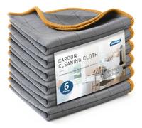 Ekedalen Chiffon Magique Microfibre Carbone 400GSM, 6X Serviette sans Trace Polir, Lingette Essuie Verre Vitre Lunette Vaisselle Cuisine Menage Voiture, Torchon Nettoyage Réutilisable Lavable, Orange