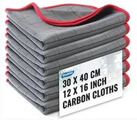 Ekedalen Chiffon Magique Microfibre Carbone 6X, 400GSM Serviette Sans Trace à Polir, Lingette Essuie Verre Vitre Lunette Vaisselle Cuisine Menage Voiture, Torchon Nettoyage Réutilisable Lavable, Rouge