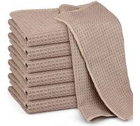 Ekedalen Chiffon Microfibre de Waffle, 6X Serviette sans Trace Absorbant Poussière, Lingette Essuie Verre Vitre Lunette Vaisselle Cuisine Menage Voiture, Torchon Nettoyage Réutilisable Lavable, Beige