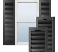 Ekena Millwork LL1S14X03600BL Lot de 2 Volets Vinyle, Sommet cathédrale, Montant Central, persiennes Ouvertes, Fixations Shutter-Lok, vis Assorties, 37 x 91 cm (l x H), Noir