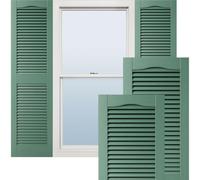 Ekena Millwork LL1S14X03900FG Lot de 39 volets vinyle, sommet cathédrale, montant central, persiennes ouvertes, fixations Shutter-Lok, vis assorties, 37 x 99 cm (l x H), vert sapin