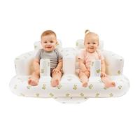 EKEPE Siège gonflable pour bébés jumeaux à partir de 3 mois, chaise de sol double gonflable côte à côte pour s'asseoir avec pompe à air intégrée, chaise gonflable pour nourrissons - Ours jumeaux