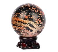 EKFBQBGW Black and Red Leopard Print Crystal Sphere Ball with Decoative Stand for, Home Office Decoration, Gift,70~75mm
