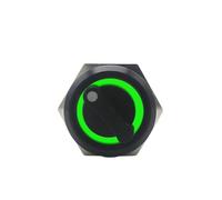 EKFBQBGW Emergency Stop Switch 19MM 220v lf-Return Self-Locking Waterproof DPDT Illuminated Metal Selector Knob Rotary Switch 2 3 Position LED Lamp(Green Led,2 Position Momentary) EKFBQBGW