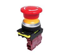 EKFBQBGW Emergency Stop Switch 30mm LA36M Emergency Stop Push Button Switch Latching Self Locked Mushroom E-Stop Switch 220v 12v 24v(Without red Light,ACDC24v) EKFBQBGW
