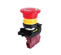 EKFBQBGW Emergency Stop Switch LA36M Emergency Stop Button Switch 22mm E-Stop Mushroom Push Button Switches On Off with Red LED Light ACDC12-24v(Without Light,1NC) EKFBQBGW