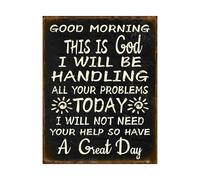 EKFBQBGW Religious Wall-Art Metal Sign with God Will Handle Your Problems Quote for Home Church Prayer Room (8 X 12 in)