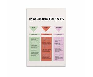 EKFBQBGW Ultimate Macronutrients Guide, Food Chart for Muscle Gain & Fat Loss, Fitness Enthusiast Gift Idea Unframed,16x24inch(40x60cm)
