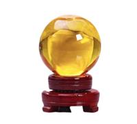 EKFBQBGW White Transparent Crystal Ball Ornaments can Rotate Yellow Glass Purple Powder Blue Living Room Office Fortune Decorations,Yellow-80mm