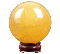 EKFBQBGW Yellow Citrine Crystal Sphere Ball for Wealth and Protect The House, Decorative Photography Gazing Divination,2.0"(5cm)