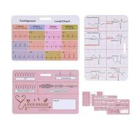 EKG Badge Card - 3x ECG CARDIAC Study Guide Value, Interprétation ECG de référence pour les soins | Instrument de mesure ECG, Guide d'étude cardiaque Valeur de laboratoire, Accessoires clini