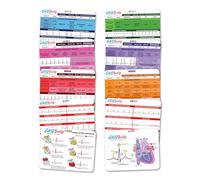 EKG Buddy Lot de 5 badges d'interprétation ECG double face pour infirmière ECG - Feuille de triche pour le rythme - Bandes de télémétrie ECG pour référence cardiaque médicale ACLS et accessoires