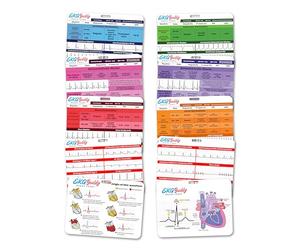 EKG Buddy Lot de 5 badges d'interprétation ECG double face pour infirmière ECG - Feuille de triche pour le rythme - Bandes de télémétrie ECG pour référence cardiaque médicale ACLS et accessoires