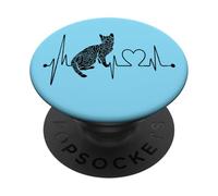 EKG de battements de cœur de Chat du Bengale, drôle, J'aime Mes Chats du Bengale PopSockets PopGrip Adhésif