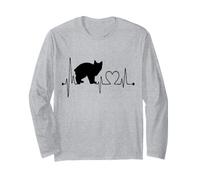 EKG de battements de cœur de Chat mannois drôle, J'aime Mon Chat mannois Manche Longue
