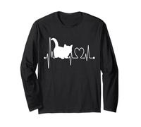 EKG des battements de cœur de Munchkin Cat Funny Cute I Love My Munchkin Cat Manche Longue