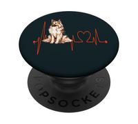 EKG des battements de cœur de Shiloh Shepherd Dog Mes Chiens sont Mon Cardio PopSockets PopGrip Adhésif