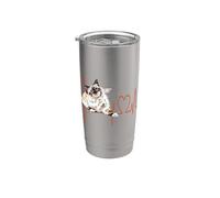 EKG des battements de cœur d'un chat birman, drôle, j'aime mon chat Gobelet isotherme en acier inoxydable double paroi