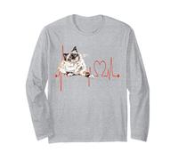 EKG des battements de cœur d'un Chat Birman, drôle, J'aime Mon Chat Manche Longue