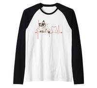 EKG des battements de cœur d'un Chat Birman, drôle, J'aime Mon Chat Manche Raglan