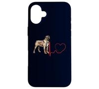 EKG des battements de cœur d'un Chien Mastiff assyrien Mes Chiens sont Mon Cardio Coque pour iPhone 16 Plus