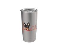 EKG Heartbeat Terrier russe Mon chien est ma Saint-Valentin Gobelet isotherme en acier inoxydable double paroi
